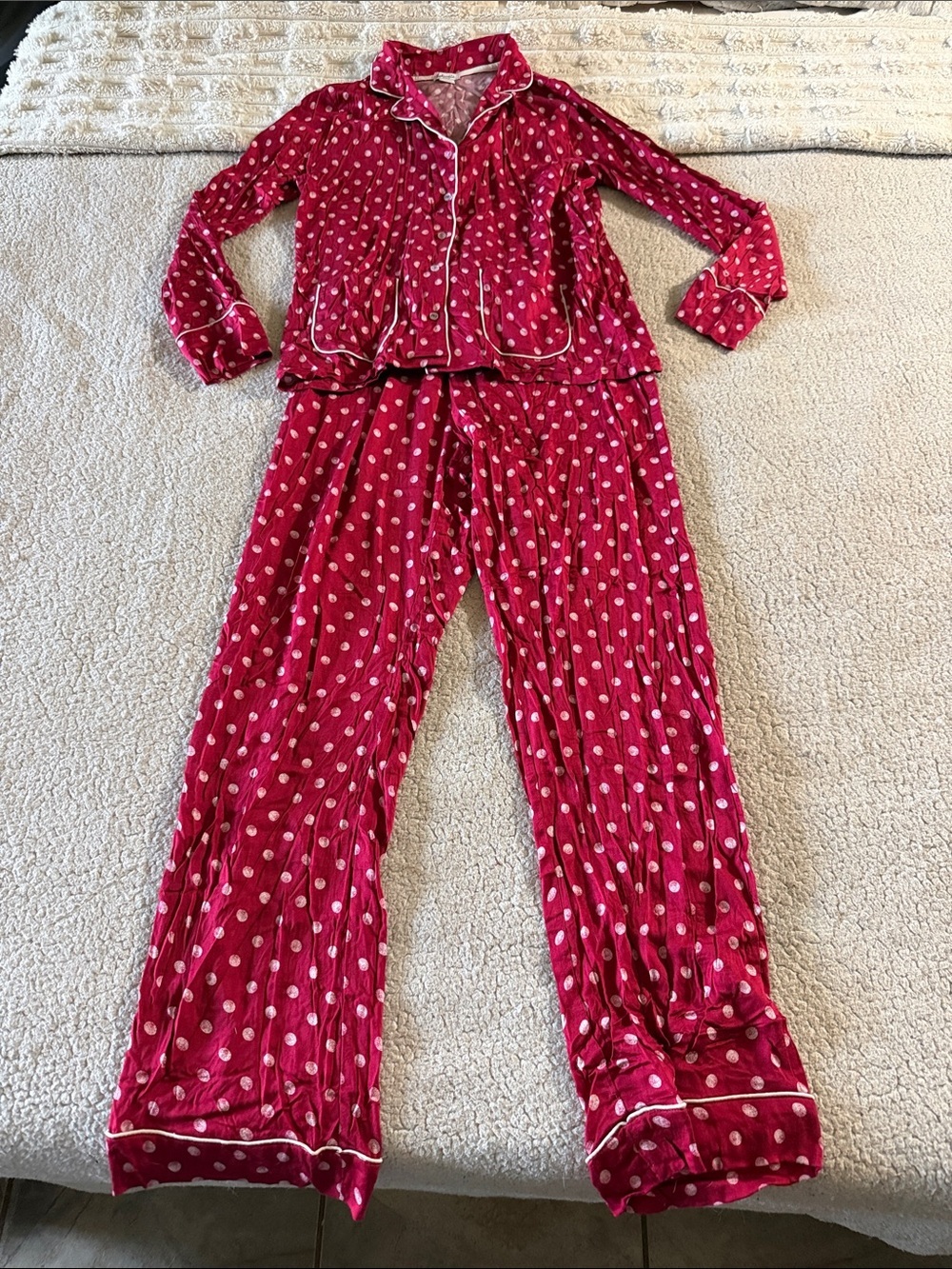 Splendid Red Polka Dot Two-Piece Pajama Set Small
